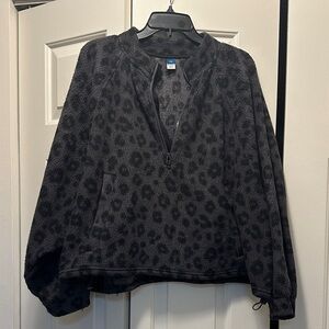 Old Navy Charcoal Animal Print Half-Zip